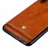 For Samsung A750 A7 2018 Double Buckle Non slip Shockproof Cell Phone Case with Card Slot Bracket Light Brown