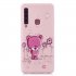 For Samsung A9 2018 Cartoon Lovely Coloured Painted Soft TPU Back Cover Non slip Shockproof Full Protective Case with Lanyard Light pink