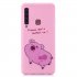 For Samsung A9 2018 Cartoon Lovely Coloured Painted Soft TPU Back Cover Non slip Shockproof Full Protective Case with Lanyard Rose red