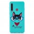 For Samsung A9 2018 Cartoon Lovely Coloured Painted Soft TPU Back Cover Non slip Shockproof Full Protective Case with Lanyard Light blue