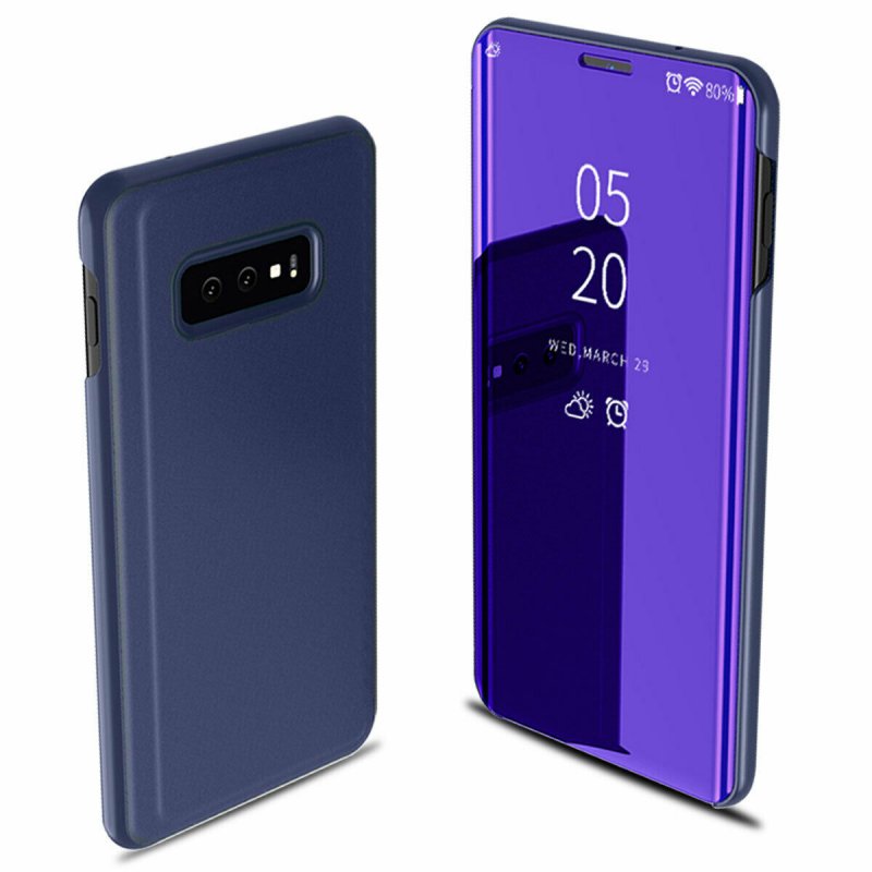 For Samsung Galaxy S10/S10 Plus/S10E Smart Leather Flip Mirror 360 Phone Case Cover Violet blue