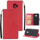 For Samsung J2 PRO 2018 Grand Prime Pro J250 PU Cell Phone Case Protective Cover Shell with Buckle red