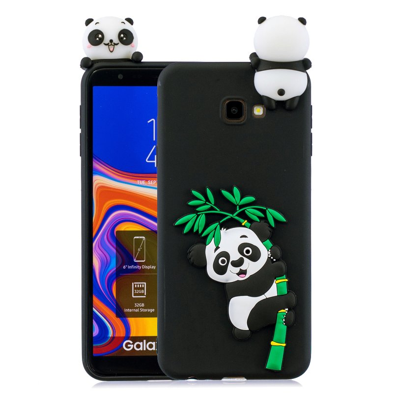 For Samsung J4 2018/J4 Plus Phone Case 3D Cartoon Panda Bamboo Cellphone Back Shell Shockproof Smartphone Cover Black