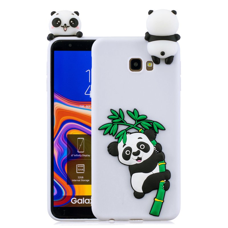 For Samsung J4 2018/J4 Plus Phone Case 3D Cartoon Panda Bamboo Cellphone Back Shell Shockproof Smartphone Cover White
