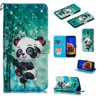 For Samsung J4  J4 PLUS Cool 3D Coloured Painted PU Magnetic Clasp Wallet Phone Case with Bracket Lanyard Climbing bamboo panda