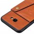 For Samsung J4 PLUS PU Protective Phone Back Case with Card Slot Bracket Light Brown