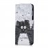 For Samsung J4 Plus J6 Plus Cartoon Phone Shell Delicate Smartphone Case PU Leather Overall Protective Wallet Design Black white cat