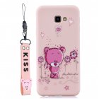 For Samsung J4 plus Cute Coloured Painted TPU Anti scratch Non slip Protective Cover Back Case with Lanyard Light pink