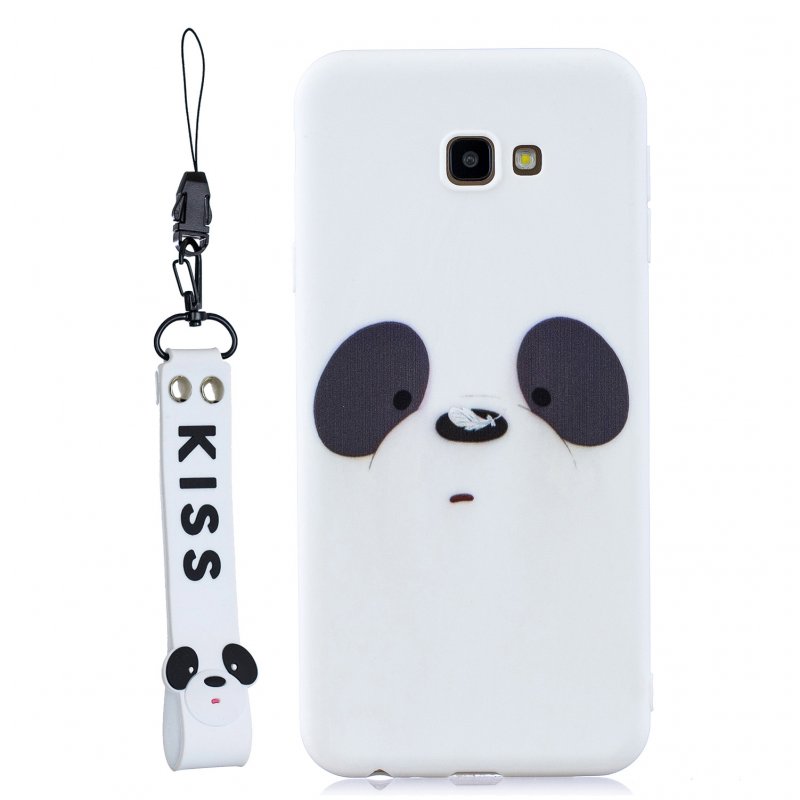 For Samsung J4 plus Cute Coloured Painted TPU Anti-scratch Non-slip Protective Cover Back Case with Lanyard white