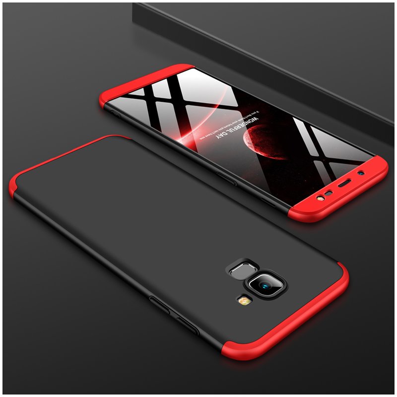 For Samsung J6 2018/on 6 Ultra Slim 360 Degree Non-slip Shockproof Full Protective Case Red black red