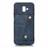 For Samsung J6 PLUS Double Buckle Non slip Shockproof Cell Phone Case with Card Slot Bracket blue