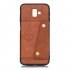For Samsung J6 PLUS Double Buckle Non slip Shockproof Cell Phone Case with Card Slot Bracket Light Brown