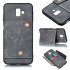 For Samsung J6 PLUS Double Buckle Non slip Shockproof Cell Phone Case with Card Slot Bracket gray