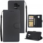 For Samsung J6 plus Flip type Leather Protective Phone Case with 3 Card Position Buckle Design Phone Cover  black