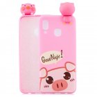For Samsung M20 3D Cute Coloured Painted Animal TPU Anti-scratch Non-slip Protective Cover Back Case Rose red