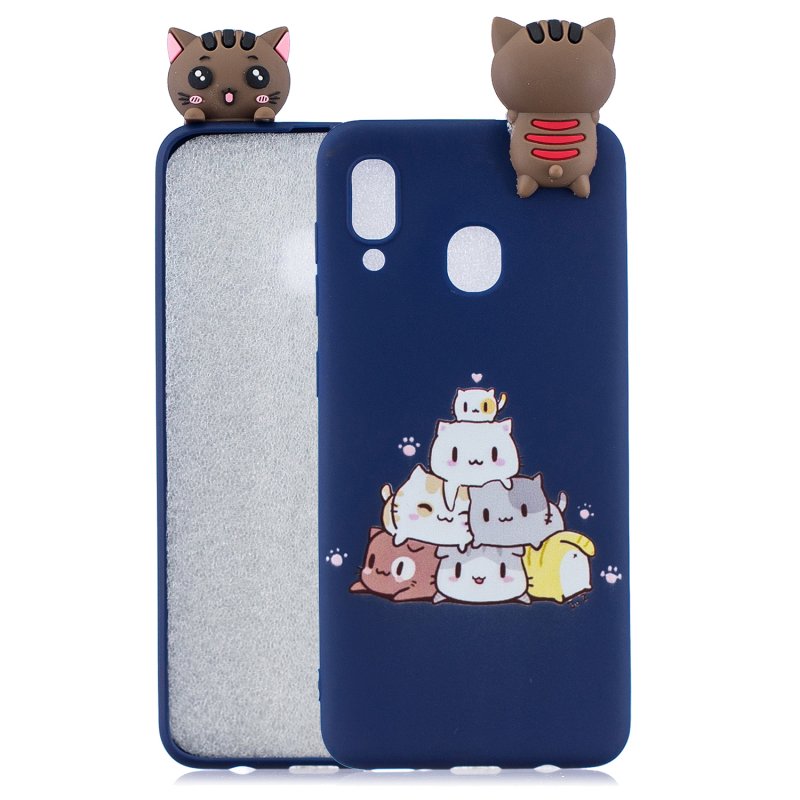 For Samsung M20 3D Cute Coloured Painted Animal TPU Anti-scratch Non-slip Protective Cover Back Case sapphire