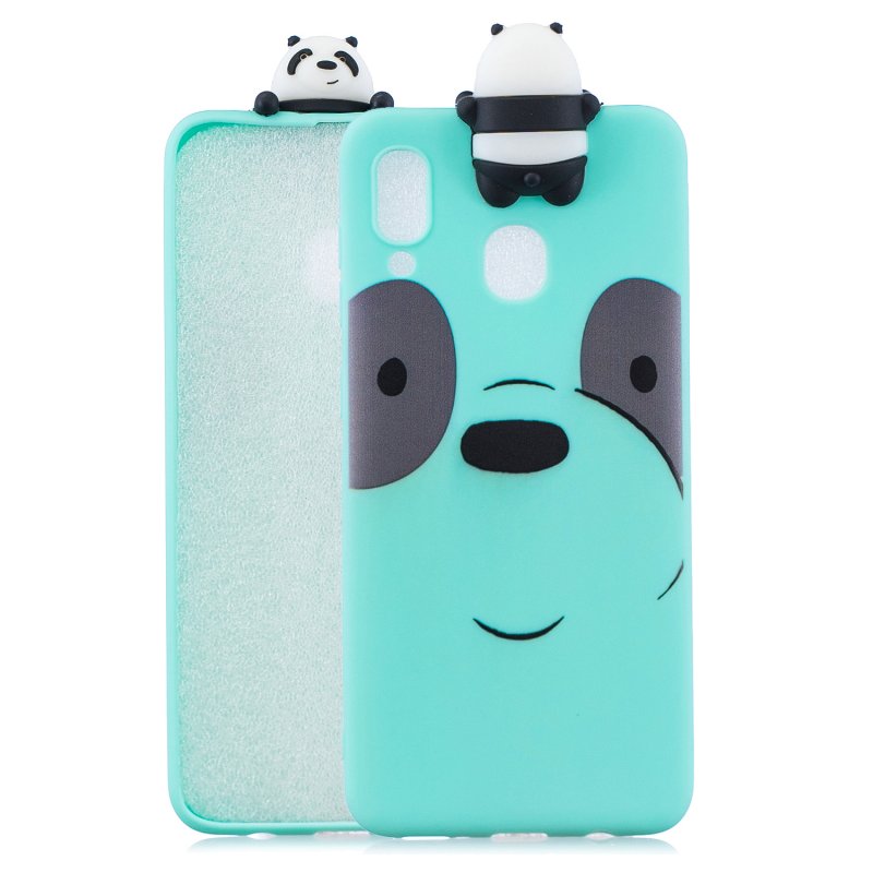 For Samsung M20 3D Cute Coloured Painted Animal TPU Anti-scratch Non-slip Protective Cover Back Case Light blue