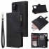 For Samsung NOTE 10 Lite Case Smartphone Shell Wallet Design Zipper Closure Overall Protection Cellphone Cover  1 black