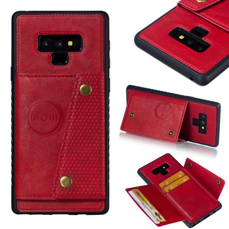 For Samsung NOTE 9 Phone Case Protective Back Cover with Card Holder Bracket red_Samsung NOTE 9
