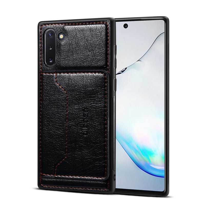 For Samsung Note 10/10 Pro Cellphone Cover 2-in-1 Stand Function Textured PU Leather Anti-scratch Overall Protection Case Card Holder black
