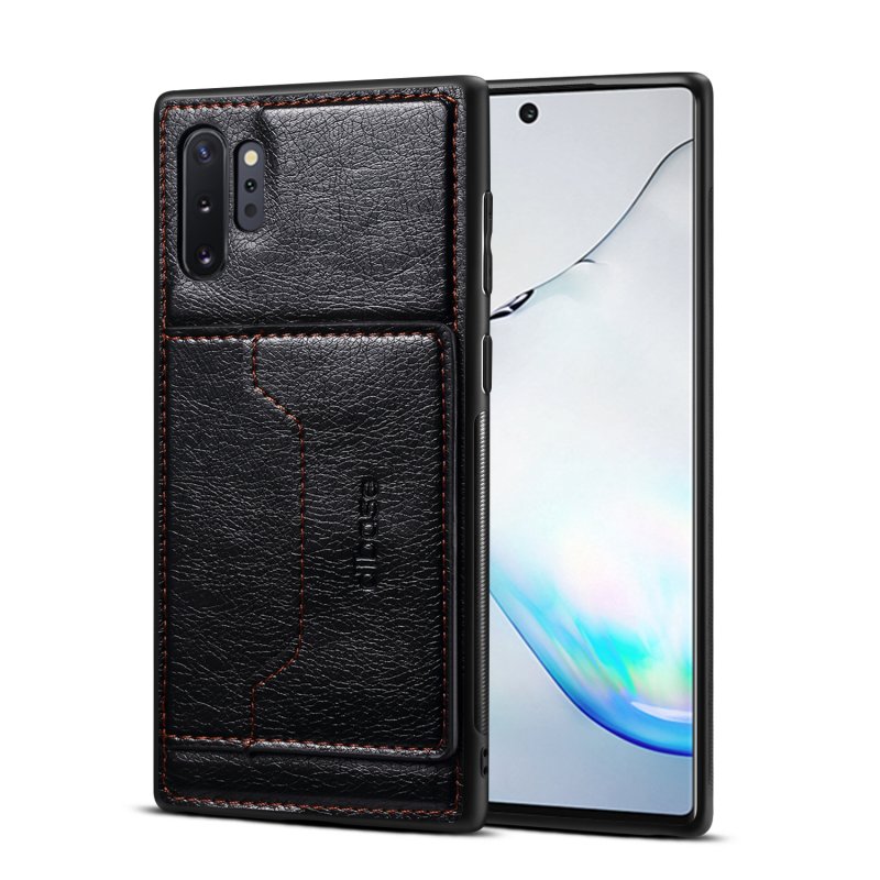 For Samsung Note 10/10 Pro Cellphone Cover 2-in-1 Stand Function Textured PU Leather Anti-scratch Overall Protection Case Card Holder black