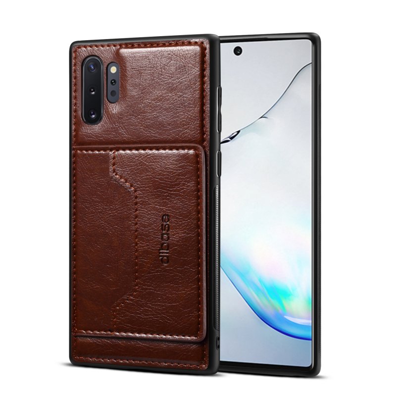 For Samsung Note 10/10 Pro Cellphone Cover 2-in-1 Stand Function Textured PU Leather Anti-scratch Overall Protection Case Card Holder coffee