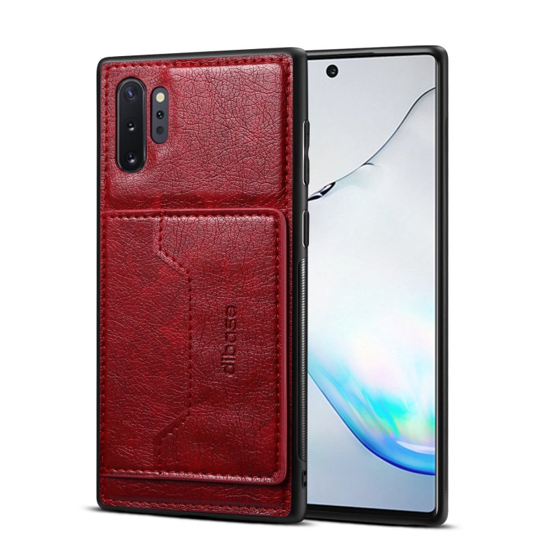 For Samsung Note 10/10 Pro Cellphone Cover 2-in-1 Stand Function Textured PU Leather Anti-scratch Overall Protection Case Card Holder red