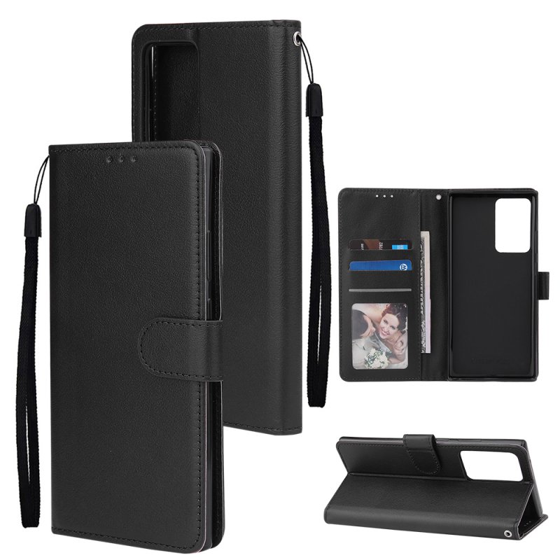 For Samsung Note 20/Note 20 Ultra PU Leather Three-card Photo Frame Front Buckle Mobile Phone shell black