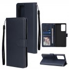 For Samsung Note 20 Note 20 Ultra PU Leather Three card Photo Frame Front Buckle Mobile Phone shell blue