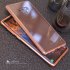For Samsung Note 9 Magnetic Adsorption Metal Bumper Tempered Glass Clear Cover Case brown