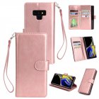 For Samsung Note 9 PU Full Protective Cover with 9 Card Slot Lanyard Bracket Buckle Rose gold