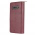 For Samsung S10 S20 S10E  S10 Plus Pu Leather  Mobile Phone Cover Zipper Card Bag   Wrist Strap Red wine