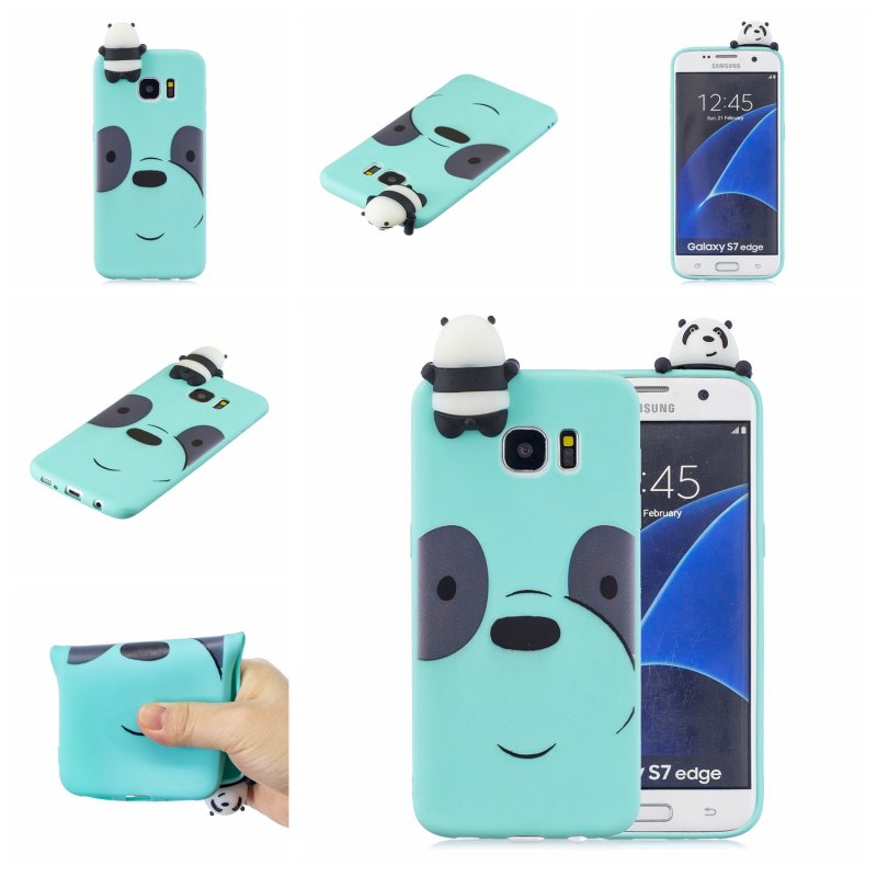 For Samsung S7 edge 3D Cartoon Lovely Coloured Painted Soft TPU Back Cover Non-slip Shockproof Full Protective Case Light blue