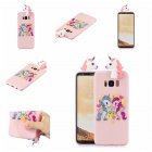 For Samsung S8 3D Cartoon Lovely Coloured Painted Soft TPU Back Cover Non slip Shockproof Full Protective Case Light pink