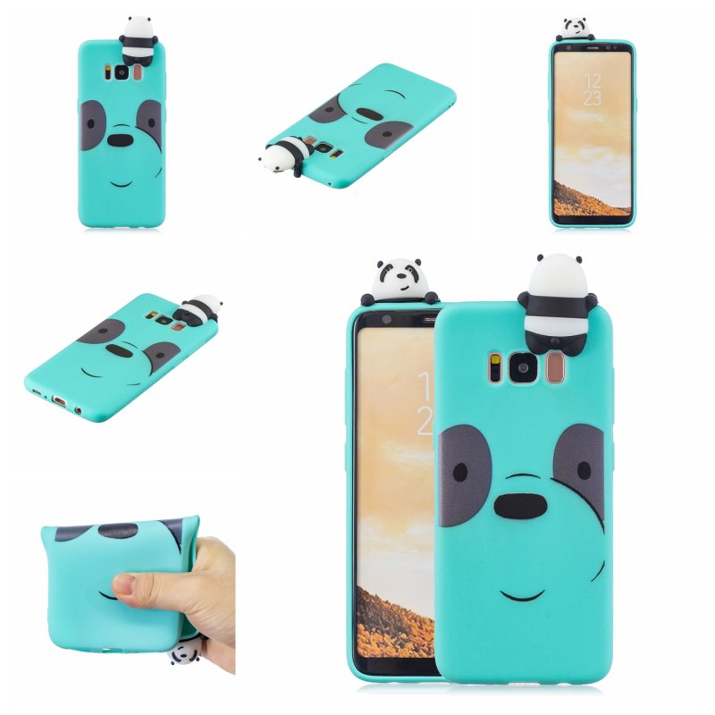 For Samsung S8 3D Cartoon Lovely Coloured Painted Soft TPU Back Cover Non-slip Shockproof Full Protective Case Light blue