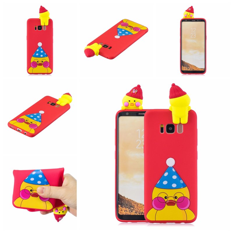 For Samsung S8 3D Cartoon Lovely Coloured Painted Soft TPU Back Cover Non-slip Shockproof Full Protective Case red
