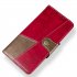 For Samsung S8PLUS G955 Hit Color Stitching Leather Protective Phone Case with Button   Card Position   Bracket red