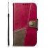 For Samsung S8PLUS G955 Hit Color Stitching Leather Protective Phone Case with Button   Card Position   Bracket red