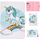 For Samsung T510/T515 Laptop Protective Case with Front Snap Cute Cartoon Color Painted Smart Stay PU Cover  single horned horse