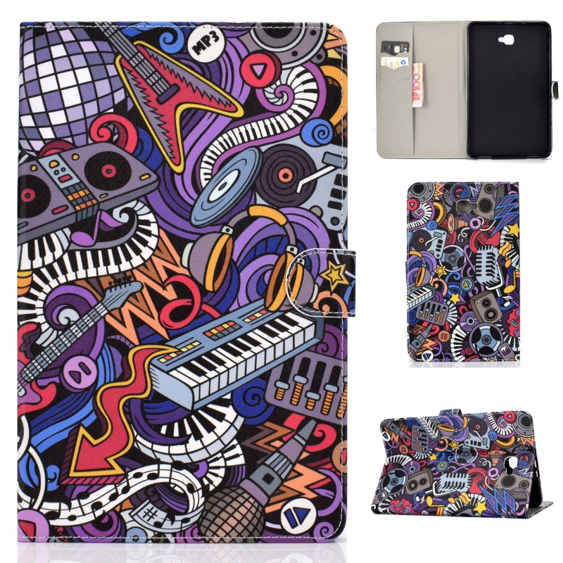 For Samsung T580 PU Laptop Protective Case with Front Snap Color Painted Smart Stay Cover  Graffiti