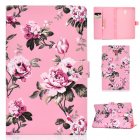 For Samsung T590 <span style='color:#F7840C'>Laptop</span> Protective Case Color Painted Smart Stay PU Cover with Front Snap Pink flower