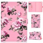 For Samsung T720/T725 Laptop Protective Cover Cartoon Color Painted Smart Stay PU Cover with Front Snap Pink flower