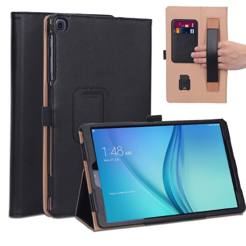 For Samsung TAB A 10.1 T510 T515 2019 Retro PU Leather Protective Hand Support Tablet Case with Card Position Bracket  black_Samsung TAB A 10.1 T510 T515 2019