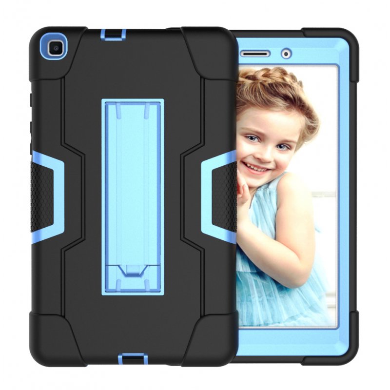 For Samsung Tab A T290 T295 PC+ Silicone Hit Color Armor Case Tri-proof Shockproof Dustproof Anti-fall Protective Tablet Cover  Black + blue