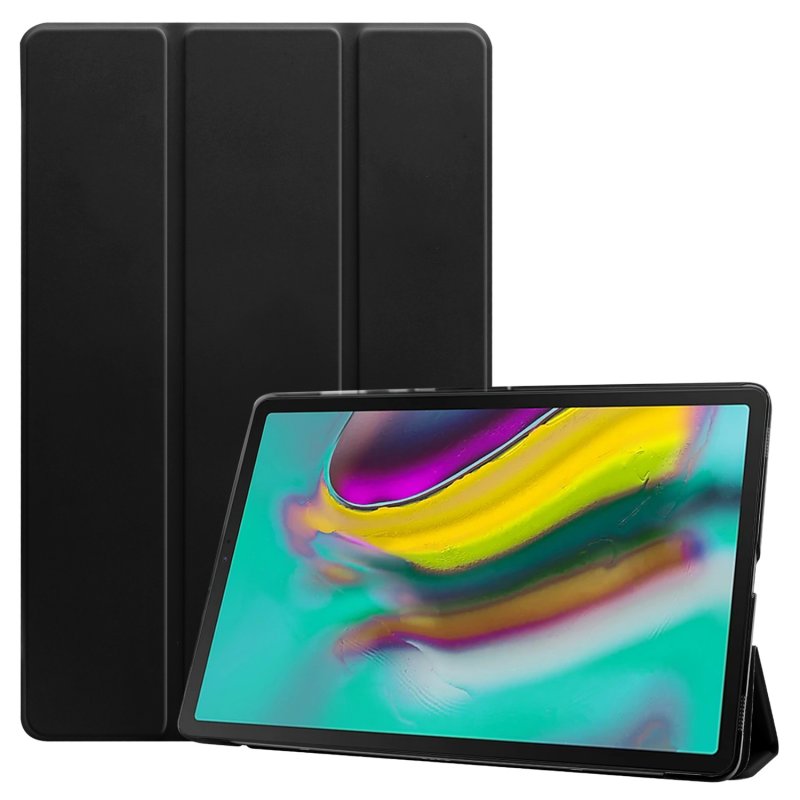 For Samsung Tab S5E 10.5 T720 Ultra-thin PU Leather Bracket Tri-fold Protective Case with Sleep Function black