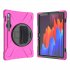 For Samsung Tab S7 T870  Tab S7 Plus T970 T975 Protective Cover with Pen Slot Anti fall Belt Holder   Wristband   Straps Rose red Samsung Tab S7 T870  2020 