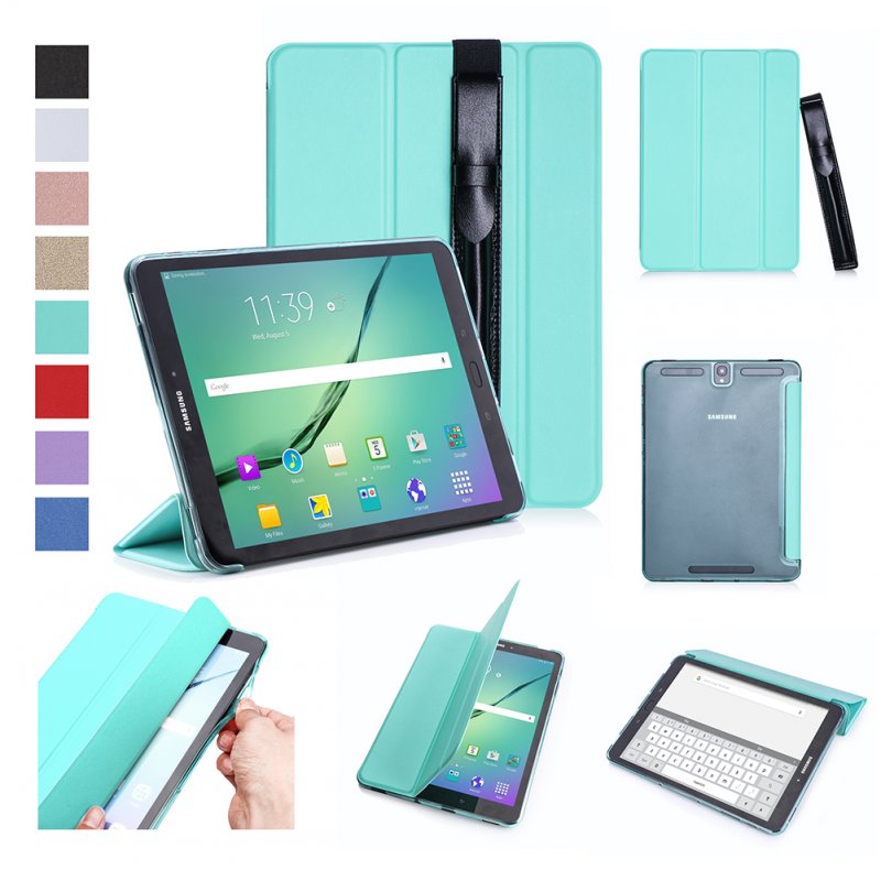 For Samsung tab S3 9.7 inch T820/T825 PU Leather Protective Case with Pen Bandage Sleep Function green