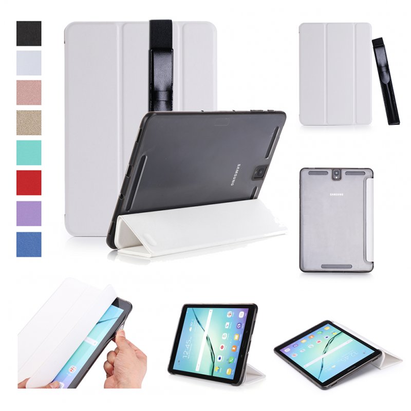 For Samsung tab S3 9.7 inch T820/T825 PU Leather Protective Case with Pen Bandage Sleep Function white