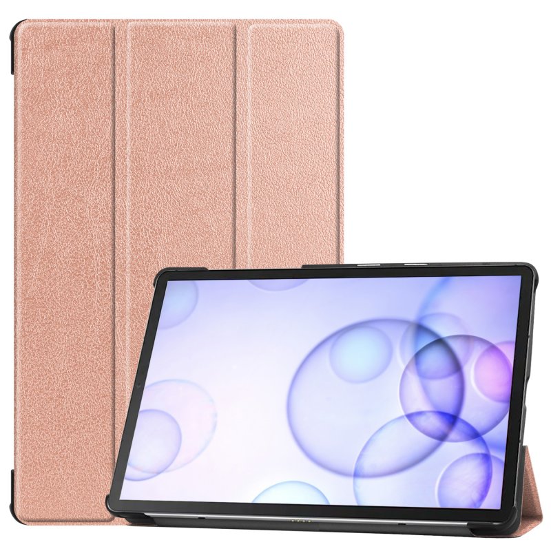 For Sumsung S6 TAB S6 10.5Inch T860 Fall Resistant 3Folding Smart Stay Laptop Protective Case Rose gold_TAB S6 2019 T860