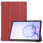 For Sumsung S6 TAB S6 10.5Inch T860 Fall Resistant 3Folding Smart Stay Laptop Protective Case Red wine_TAB S6 2019 T860